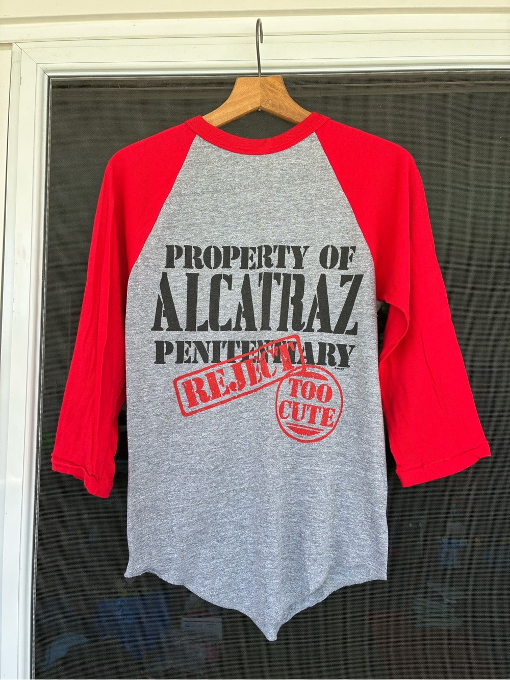 Vintage Dead Stock Alcatraz Penitentiary Raglan 3/4 Sleeve Shirt USA Small